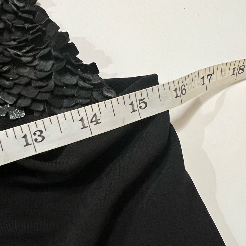 Yigal Azrouel Black One Shoulder Asymmetric Draped Cocktail Dress Petal Trim - Picture 6 of 13